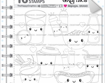 Love Stamps Commercial Use Digi Stamp Digital Image Digistamp Coloring Page Valentines Day Food Perfect Pair