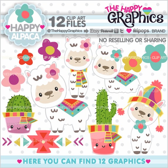 Alpaca Clipart, Alpaca Graphics, Commercial Use, Llama Clip Art, Llama Clipart, Animal Clipart, Cactus Il_570xn