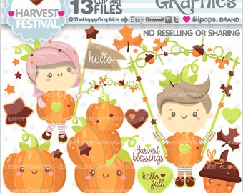 Autumn Clipart, Autumn Graphic, Harvest Clipart, COMMERCIAL USE, Harvest Graphic, Harvest Festival Clipart, Pumpkin Clipart, Pumpkin Graphic