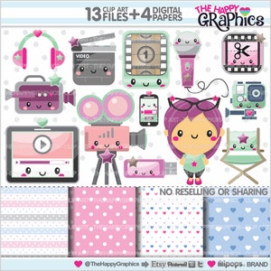 Video Clipart, Video Graphics, COMMERCIAL USE, Video Stuff, Planner Accessories, Video Supplies, Editing Clipart, Movie image 1