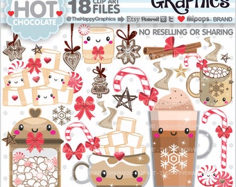 Hot Chocolate, Hot Cocoa, COMMERCIAL USE, Christmas Clipart, Christmas Graphic, Planner Accessories, Christmas Cookie, Mug