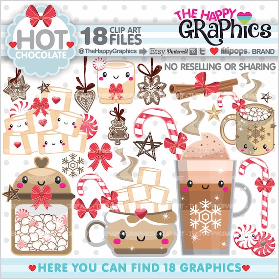 Hot Chocolate, Hot Cocoa, COMMERCIAL USE, Christmas Clipart