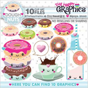 Donut Clipart, Donut Graphics, COMMERCIAL USE, Donut Party, Planner Accessories, Doughnut Clipart, Coffee Clip Art, Bakery image 1