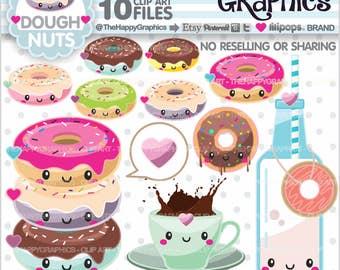 Donut Clipart, Donut Graphics, COMMERCIAL USE, Donut Party, Planner Accessories, Doughnut Clipart, Coffee Clip Art, Bakery