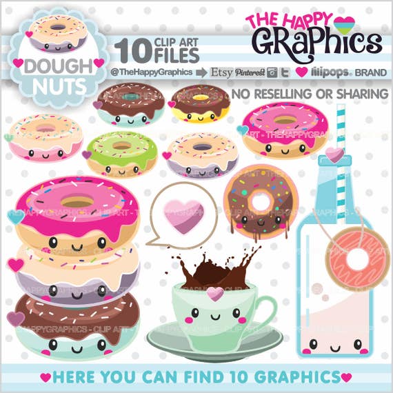 Donut Clipart, Donut Graphics, COMMERCIAL USE, Donut Party, Planner Accessories, Doughnut Clipart, Coffee Clip Art, Bakery Il_570xn