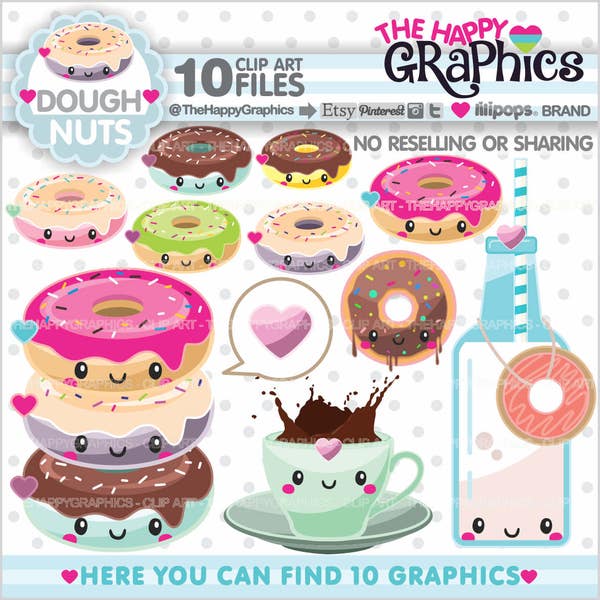 Donut Clipart, Donut Graphics, COMMERCIAL USE, Donut Party, Planner Accessories, Doughnut Clipart, Coffee Clip Art, Bakery