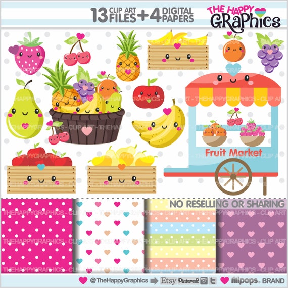 Fruit Clipart, Fruit Graphics, COMMERCIAL USE, Food Graphics, Fruits, Planner Accessories, Meal, Food Party, Fruit Party Il_570xn