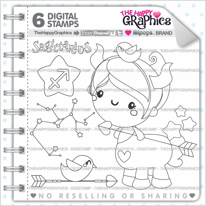 Sagittarius Digistamp, Sagittarius Digital Stamp, COMMERCIAL USE, Digital Stamp, Zodiac Digistamp, Zodiac Stamp, Constellation Stamp, Horse image 1