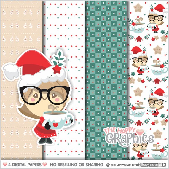 Hot Chocolate Digital Paper, Hot Chocolate Pattern, COMMERCIAL USE, Christmas Pattern, Christmas Paper, Printable Paper, Hot Cocoa, Cute Il_570xn