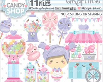 Candy Shop Clipart, Candy Graphics, COMMERCIAL USE, Candy Shop Graphics, Candy Clipart, Planner Accessories, Sweet Shop, Sweet Clipart, Cute