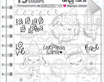 Alpaca Stamp, Commercial Use, Digi Stamp, Digital Image, Alpaca Digistamp, Christmas Stamp, Christmas Digistamp, Christmas Digital Stamp