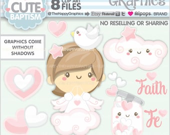 Baptism Clipart, Baptism Graphics, COMMERCIAL USE, Angel Clipart, Angel Graphic, Religious Clipart, Girl Clipart, Girl Baptism, Dove Clipart