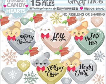 Christmas Clipart, Christmas Hearts, COMMERCIAL USE, Christmas Woodland, Christmas Animals, Clipart Christmas, Hearts Clipart, Labels