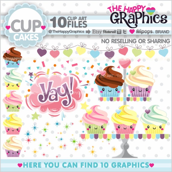 Cupcake Clipart, Cupcake Graphic, COMMERCIAL USE, Planner Accessory, Cupcake Party, Cake Clipart, Celebration, Birthday Clipart, Celebration Il_570xn