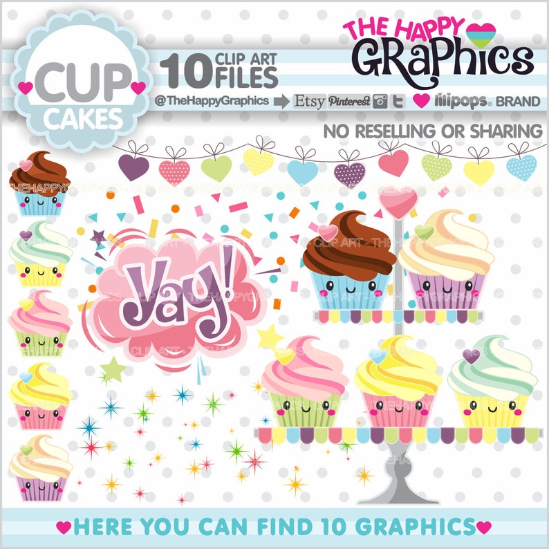 Cupcake Clipart, Cupcake Grafik, kommerzielle Nutzung, Planer Accessoire, Cupcake Party, Kuchen Clipart, Feier, Geburtstag Clipart, Feier Bild 1