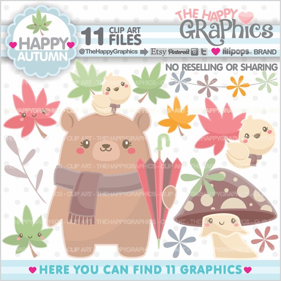 Autumn Clipart, Autumn Graphics, COMMERCIAL USE, Bear Clipart, Bear Graphics, Woodland Clipart, Woodland Graphic, Fall Clipart, Fall Graphic Il_570xn