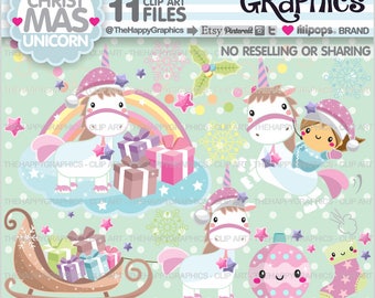 Christmas Clipart, Christmas Graphics, Unicorn Clipart, Unicorn Graphics, Commercial Use, Unicorn Party, Magical, Unicorn Clip Art, Party