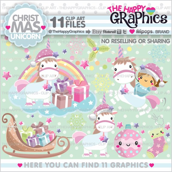 Christmas Clipart, Christmas Graphics, Unicorn Clipart, Unicorn Graphics, Commercial Use, Unicorn Party, Magical, Unicorn Clip Art Il_570xn