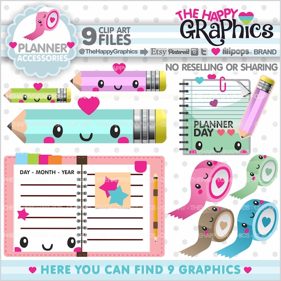 Planner Clipart, Planner Graphics, COMMERCIAL USE, Planner Icons, Planning Clipart, Planner Accessories, School Clipart, School Clip Art Il_570xn