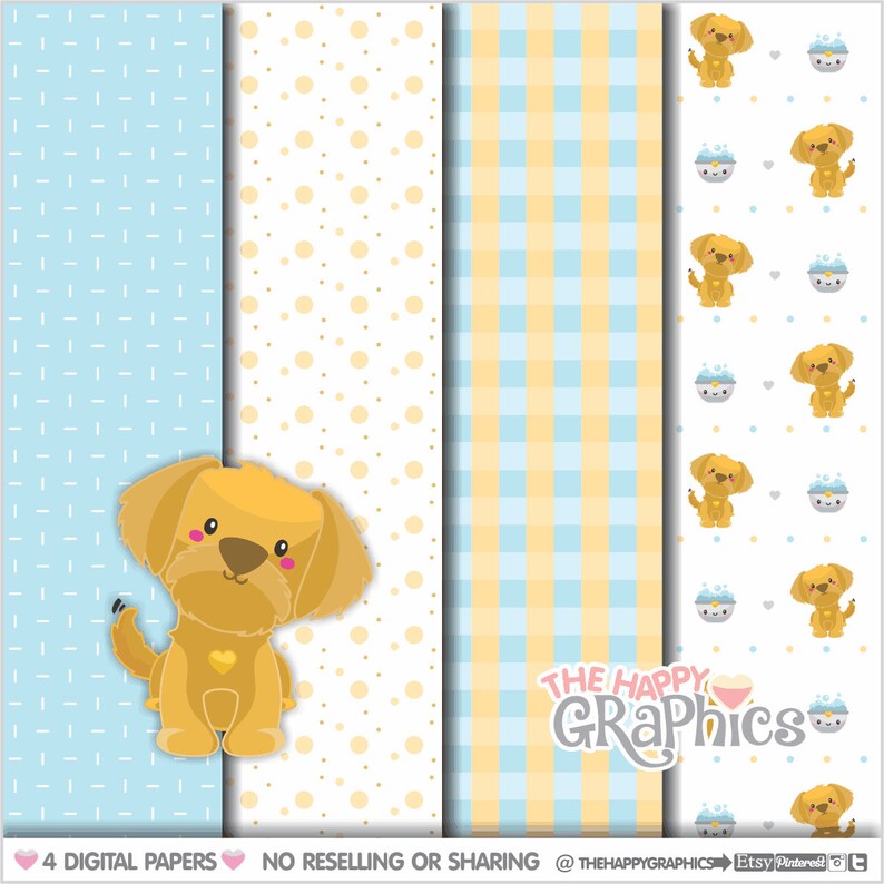 Dog Digital Paper, COMMERCIAL USE, Dog Pattern, Printable Paper, Puppy Pattern, Puppy Paper, Golden Retriever Paper, Cute Dog Paper, Pet image 1