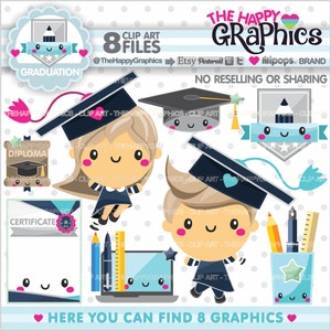 Graduation Clipart, Graduation Graphics, COMMERCIAL USE, Graduation Party, Planner Accessories, School, College Clipart, High School Clipart