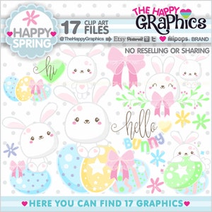 Spring Clipart, Spring Graphics, COMMERCIAL USE, Easter Party, Easter Clip Art, Easter Clipart, Bunny Clipart, Rabbit Clipart, Egg Clipart image 1