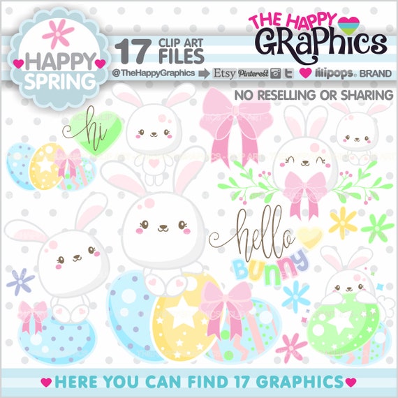 Spring Clipart, Spring Graphics, COMMERCIAL USE, Easter Party, Easter Clip Art, Easter Clipart, Bunny Clipart, Rabbit Clipart, Egg Clipart Il_570xn