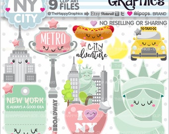 New York Clipart, New York Graphics, COMMERCIAL USE, City Clipart, Ny Clipart, Usa Clipart, Big Apple Clipart, Travel Clip Art, Cute Clipart