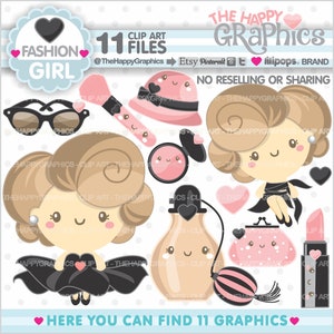 Girl Clipart, Diva Clipart, COMMERCIAL USE, Fashion Clipart, Glamour Clipart, Girl Graphics, Makeup Clipart, Makeup Graphics, Rouge Clipart image 1