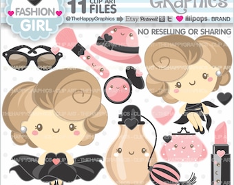 Girl Clipart, Diva Clipart, COMMERCIAL USE, Fashion Clipart, Glamour Clipart, Girl Graphics, Makeup Clipart, Makeup Graphics, Rouge Clipart