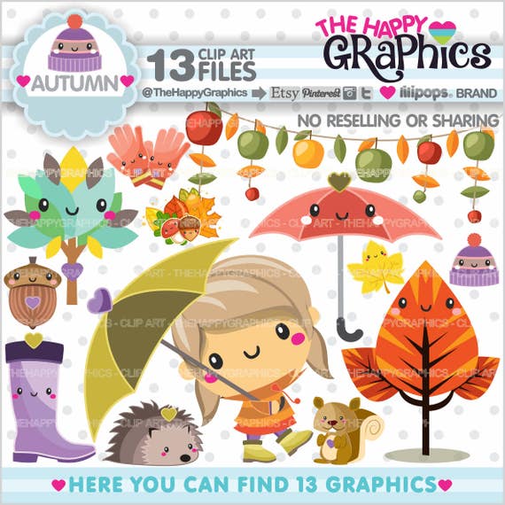 Autumn Clipart, Autumn Graphics, COMMERCIAL USE, Planner Accessories, Autumn Party, Squirrel Graphic, Fall Clipart, Leave Il_570xn