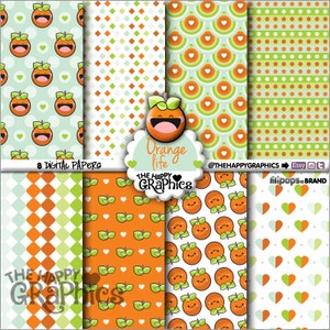 Orange Digital Paper, COMMERCIAL USE, Orange Pattern, Printable Paper, Fruit Paper, Fruit Party, Fruit Pattern, Orange Party, diy image 1