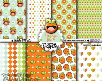 Orange Digital Paper, COMMERCIAL USE, Orange Pattern, Printable Paper, Fruit Paper, Fruit Party, Fruit Pattern, Orange Party, diy