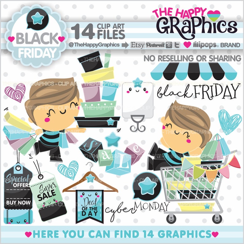 Shopping Clipart, Shopping Graphics, COMMERCIAL USE, Black Friday, Shop Graphics, Shopping Boy, Store, Shopping Day, Cyber Monday Clipart image 1