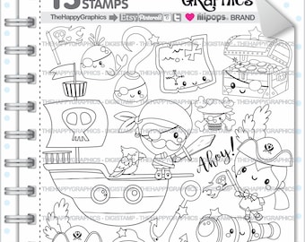 Pirate Stamp, Commercial Use, Digi Stamp, Digital Image, Pirate Digistamp, Pirate Party, Pirate Coloring Page, Sea Digistamp, Sea Stamp