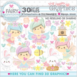 Fairy Clipart, Spring Clipart, Fairy Graphic, Spring Graphic, Spring Party, Spring Season, Fairy Clip Art, Magical, Garden Clipart, Cute image 1