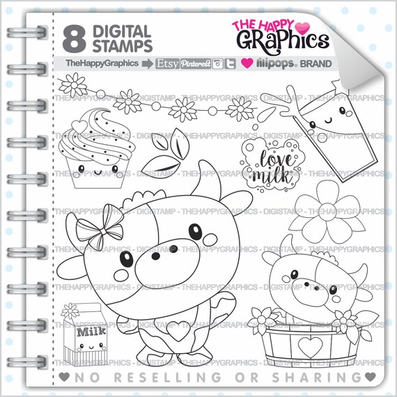 Cow Stamp, Commercial Use, Digi Stamp, Digital Image, Cow Digistamp, Animal Digistamp, Animal Digital Stamp, Farm Digistamp, Farm Digital Il_570xn