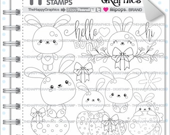 Spring Digistamp, Digital Images, Spring Digital, Digital Stamps, COMMERCIAL USE, Easter Graphics, Rabbit Digistamp, Spring Digital Stamp