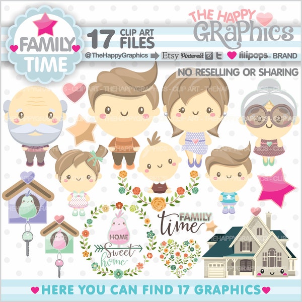 Family Clipart, Family Graphics, COMMERCIAL USE, Planner Accessories, Family Party, Family Time, Home Clipart, Home Graphic