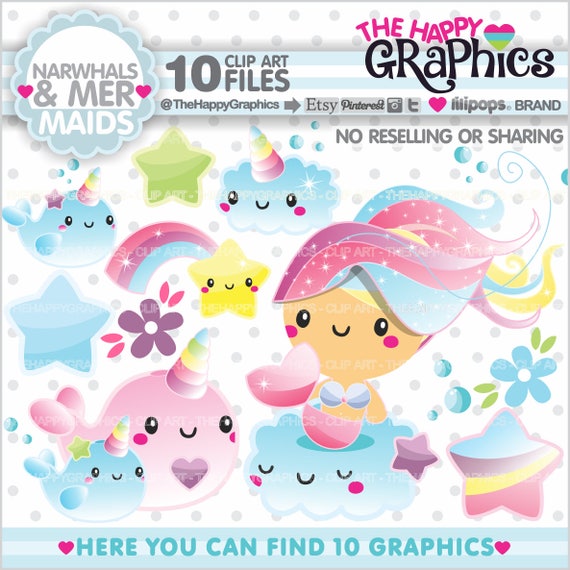 Unicorn Clipart, Narwhal Graphics, Commercial Use, Narwhal Clipart, Unicorn Graphic, Mermaid Clipart, Cute, Whale Clipart, Fish Il_570xn