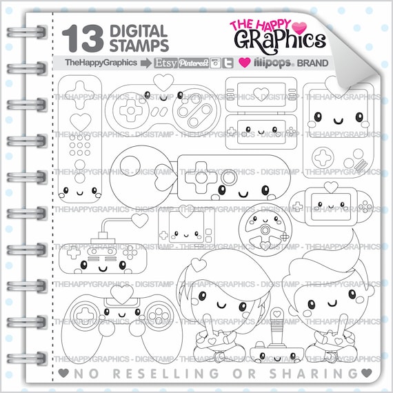 Video Game Stamp, Commercial Use, Digi Stamp, Digital Image, Video Game Digistamp, Video Digistamps, Technology Digital Stamps Il_570xn