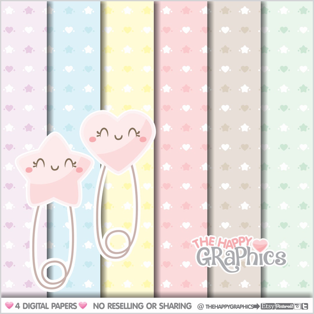 Safety Pins, Digital Paper, COMMERCIAL USE, Baby Safety Pins Pattern ...