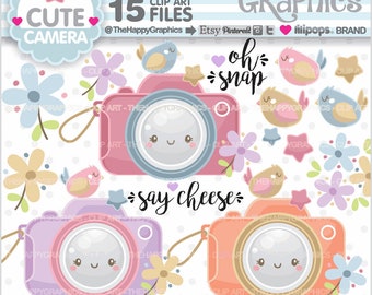 Camera Clipart, Camera Graphics, COMMERCIAL USE, Travel Clipart, Travel Graphics, Cute Camera, Spring Clipart, Spring Graphic, Printable