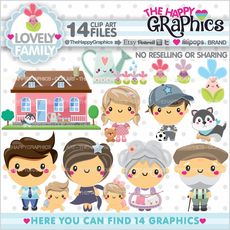 Family Clipart, Family Graphics, COMMERCIAL USE, Planner Accessories, Family Party, Family Time, Home Clipart, Home Graphic, Cute Clipart image 1