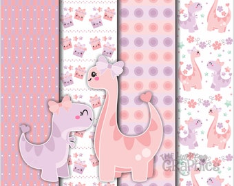Dinosaur Digital Paper, COMMERCIAL USE, Dinosaur Pattern, Printable Paper, Party Paper, Party Pattern, Dino Pattern, Dino Paper, T Rex