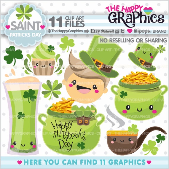 St. Patricks Day Clipart, Saint Patricks Day Clipart, COMMERCIAL USE, St. Patricks Day Graphics, Planner Accessories, Party Il_570xn