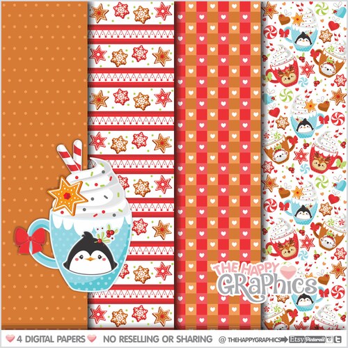 Christmas Digital Paper COMMERCIAL USE Christmas Pattern - Etsy