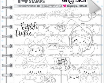 Easter Stamps, Commercial Use, Digi Stamp, Digital Image, Easter Digistamp, Coloring Page, Spring Stamps, Spring Digital Stamps, Egg