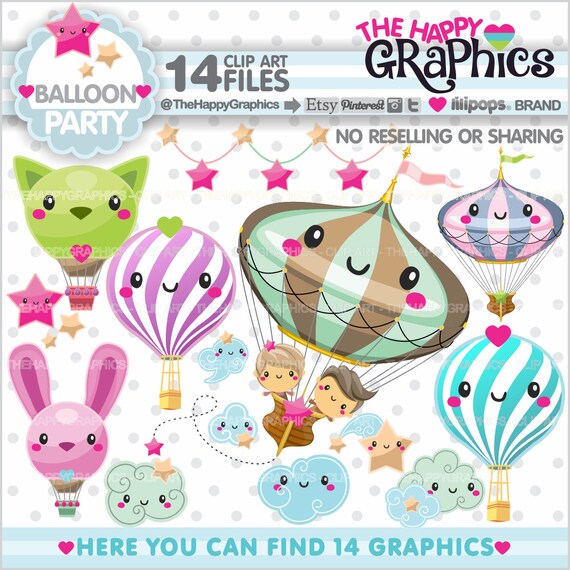 Balloon Clipart, Balloon Graphic, COMMERCIAL USE, Planner Accessories, Balloon Party, Balloon Hot Air Clipart, Balloon Paper Il_570xn