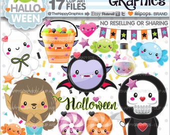 Halloween Clipart, Halloween Graphic, COMMERCIAL USE, Halloween Party, Halloween Planner, Halloween Celebration, Halloween Kawaii, Cute